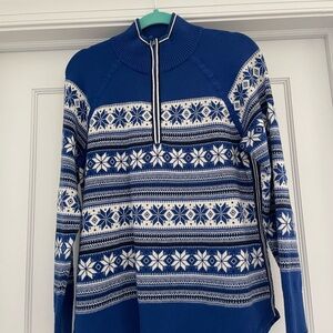 Talbots Like New Blue and White Nordic Sweater L
